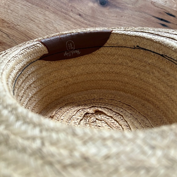 VINTAGE Tan Straw Garden Hat with Brown Band, Size 7 1/4 - Picture 3 of 7